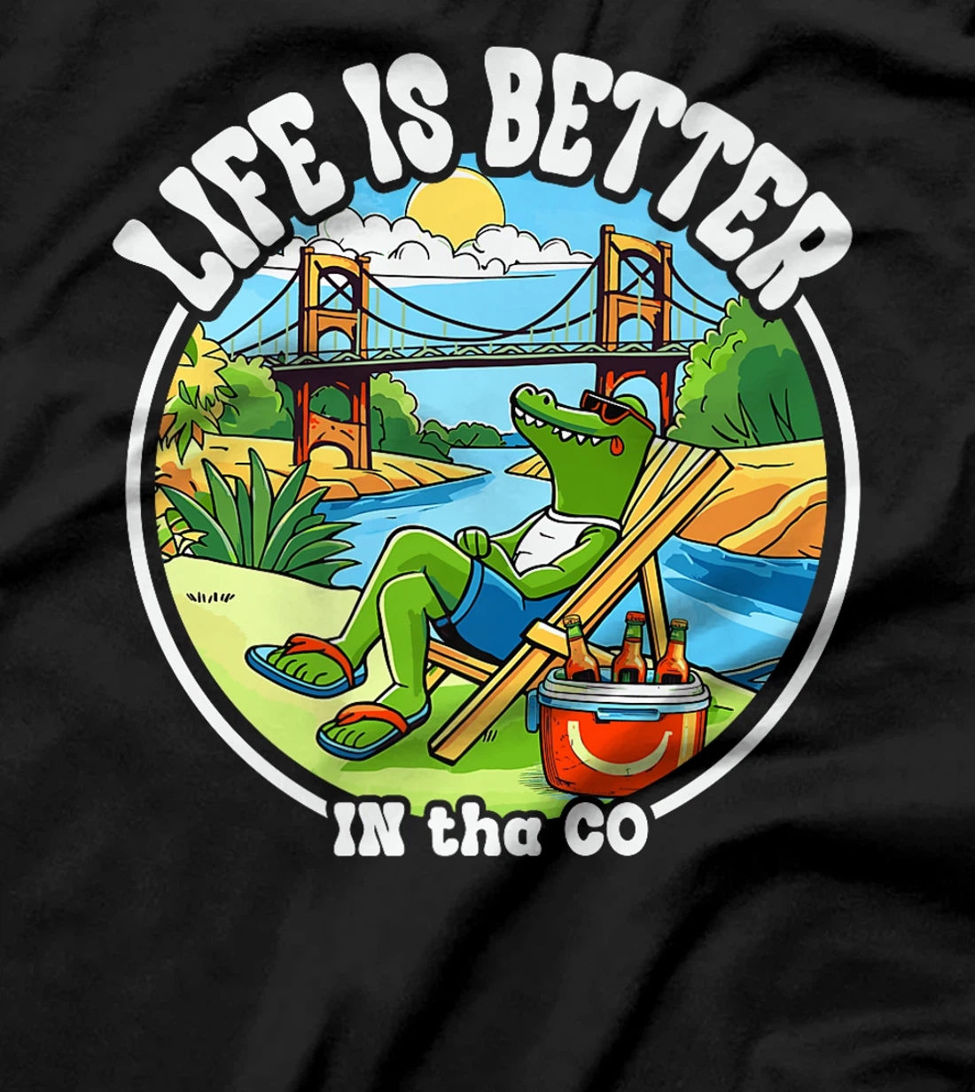 Funny Waco Texas Deep South Alligator Relaxing On The River Premium T-Shirt