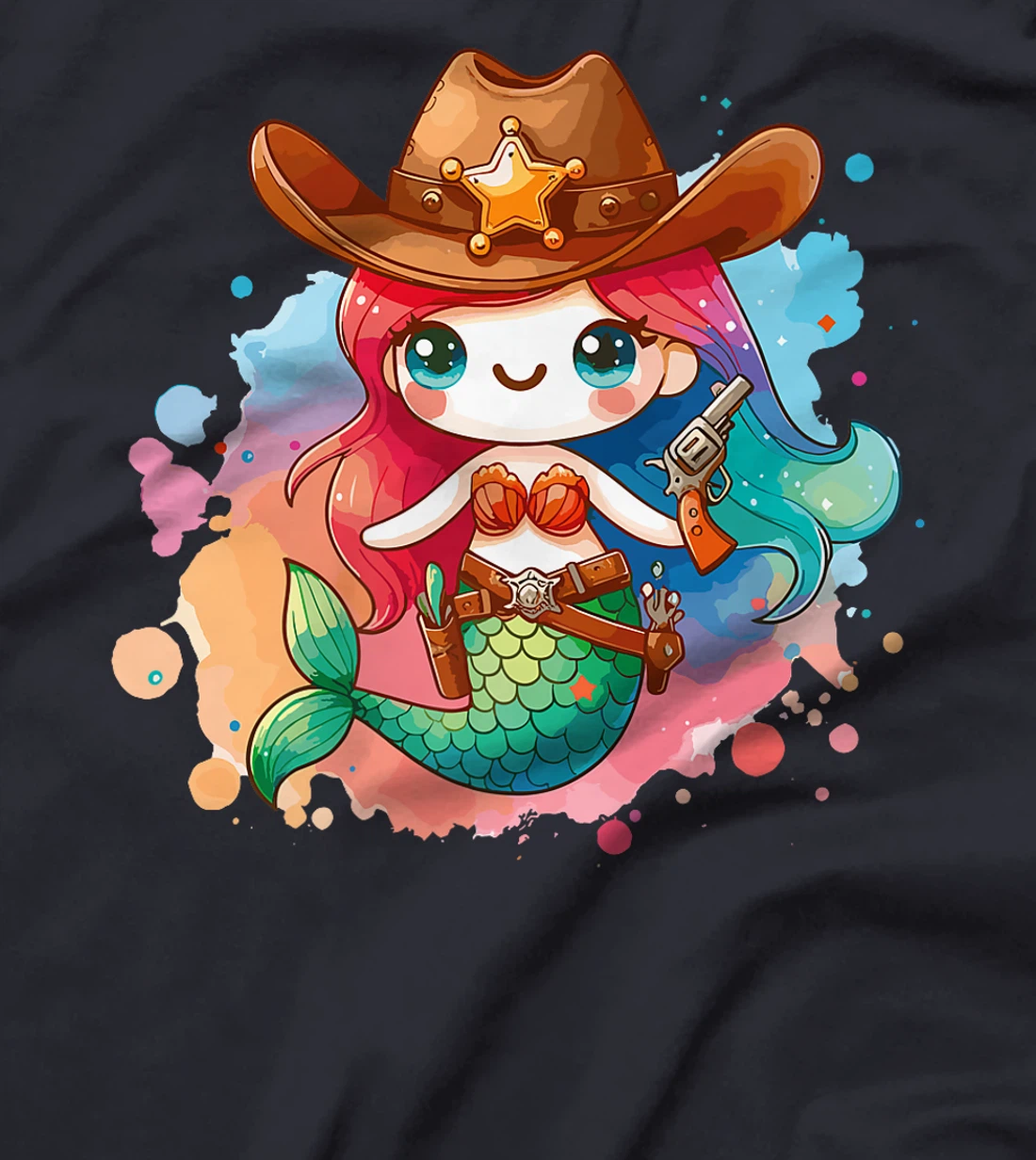 Western Rodeo Cowboy Hat Mermaid Texas Animals Premium T-Shirt
