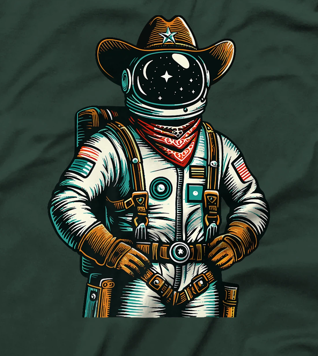 Western Rodeo Cowboy Hat Astronaut Texas Animals Premium T-Shirt