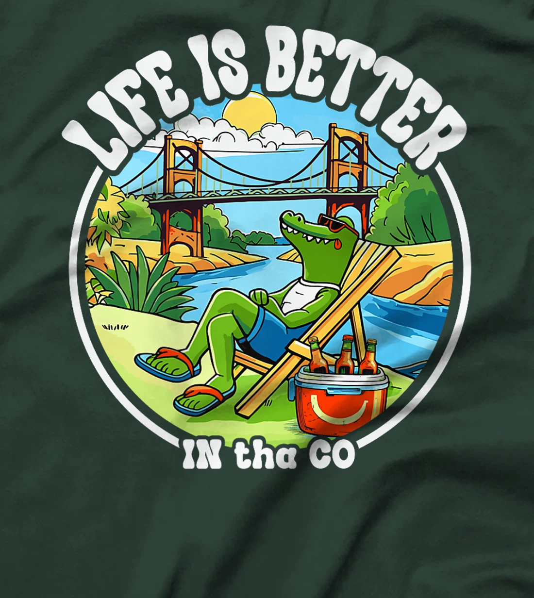 Funny Waco Texas Deep South Alligator Relaxing On The River Premium T-Shirt