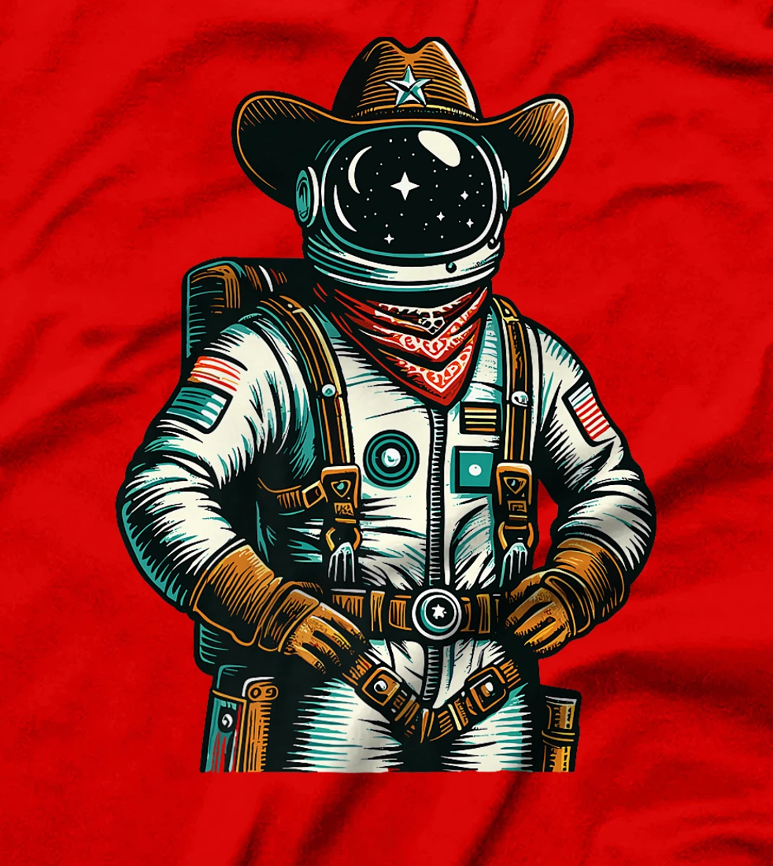 Western Rodeo Cowboy Hat Astronaut Texas Animals Premium T-Shirt