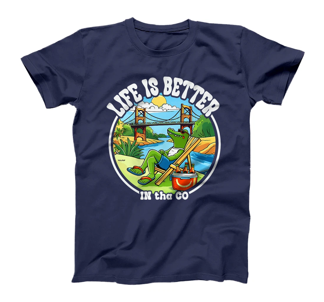 Funny Waco Texas Deep South Alligator Relaxing On The River Premium T-Shirt