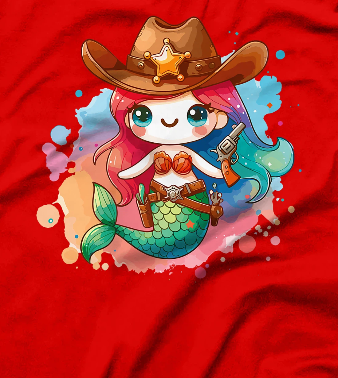 Western Rodeo Cowboy Hat Mermaid Texas Animals Premium T-Shirt