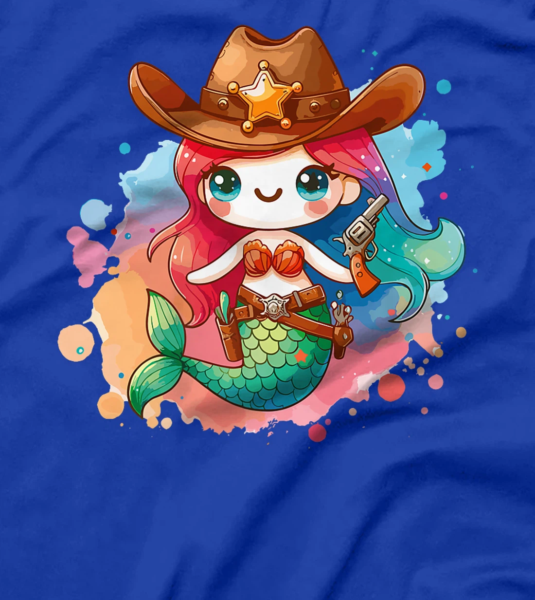 Western Rodeo Cowboy Hat Mermaid Texas Animals Premium T-Shirt