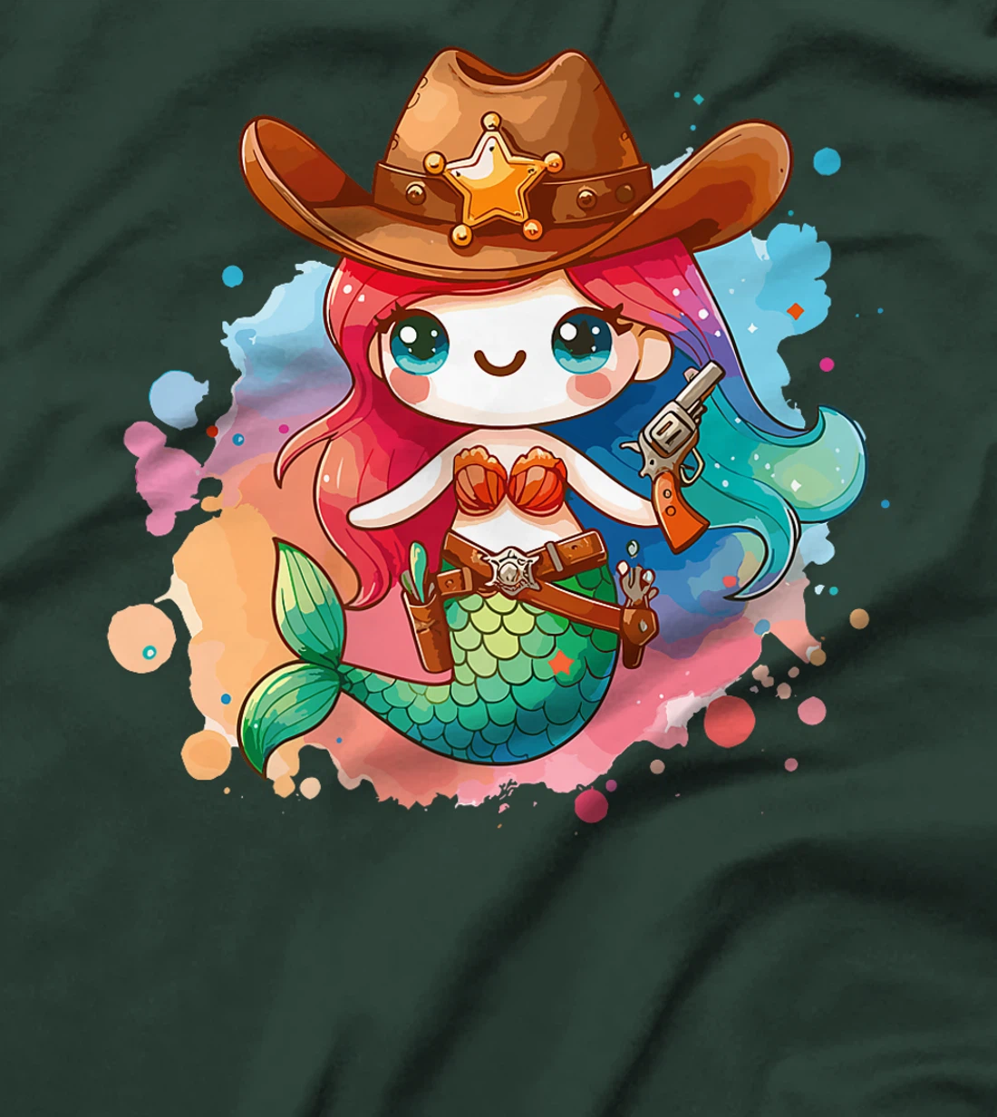 Western Rodeo Cowboy Hat Mermaid Texas Animals Premium T-Shirt
