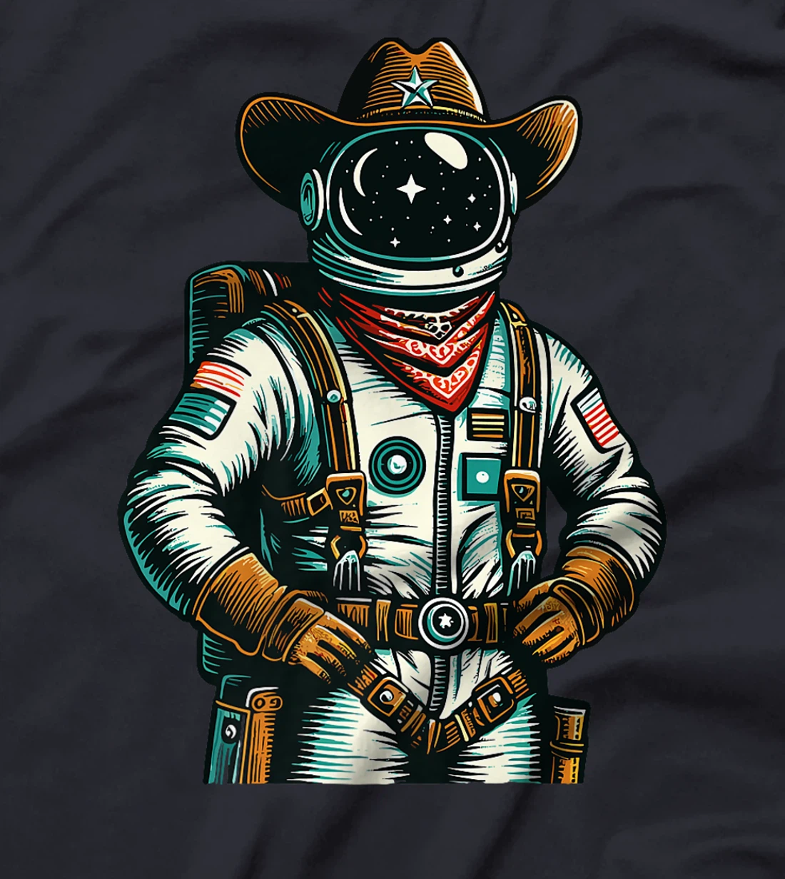 Western Rodeo Cowboy Hat Astronaut Texas Animals Premium T-Shirt