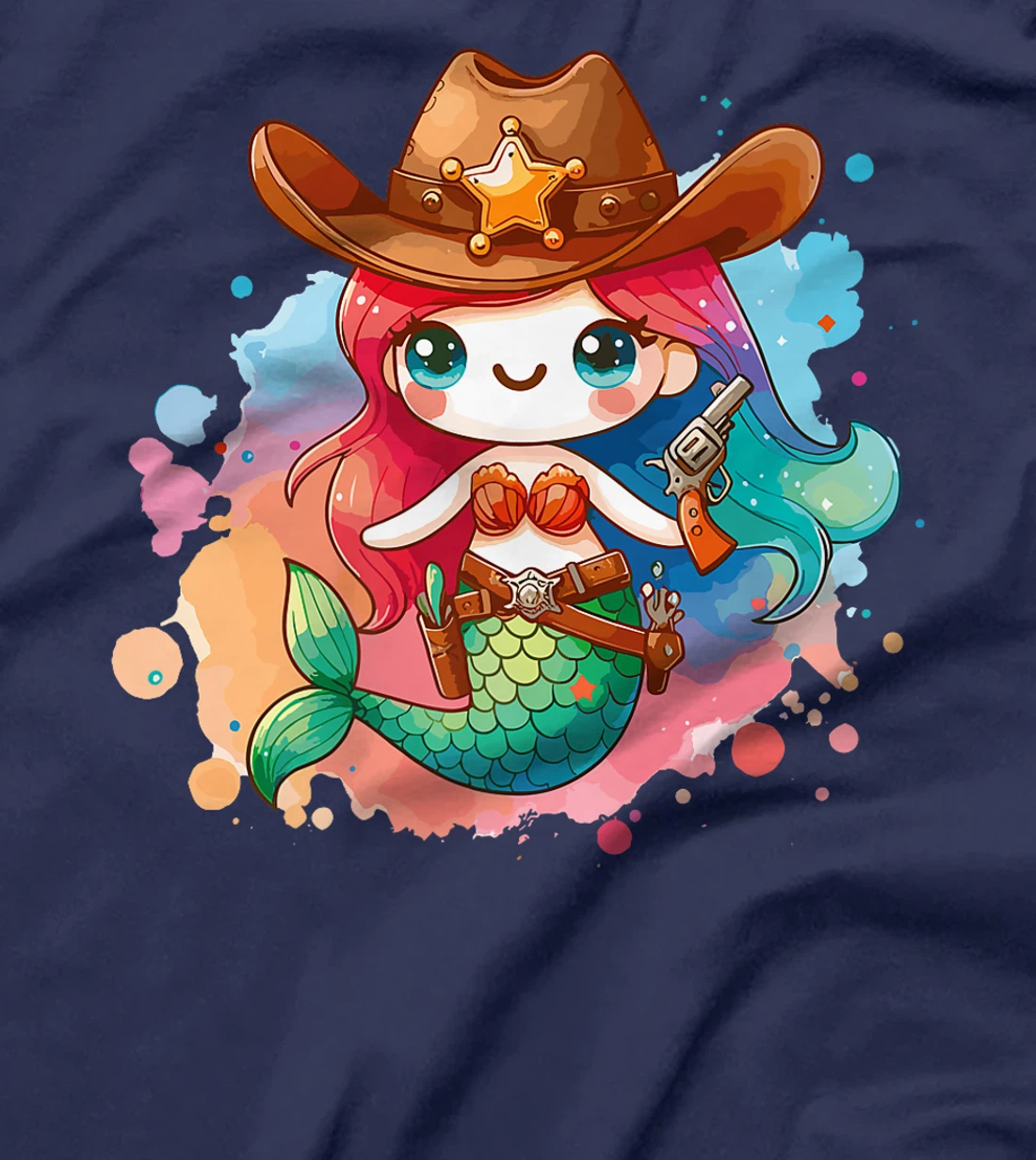 Western Rodeo Cowboy Hat Mermaid Texas Animals Premium T-Shirt
