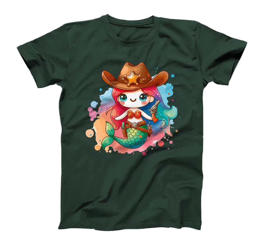 Western Rodeo Cowboy Hat Mermaid Texas Animals Premium T-Shirt