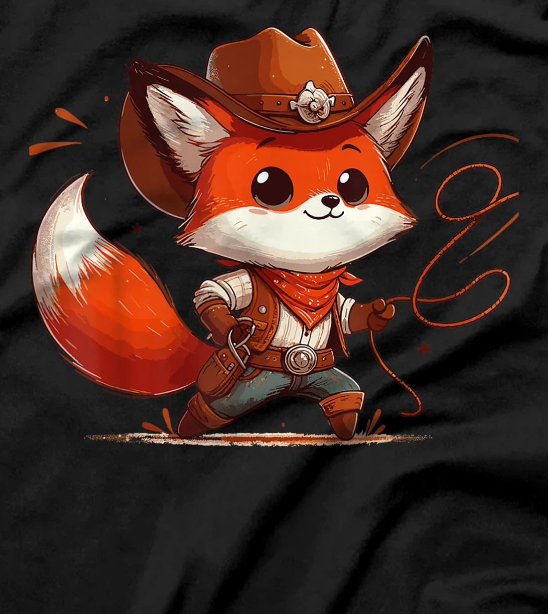 Western Rodeo Cowboy Hat Fox Texas Animals T-Shirt