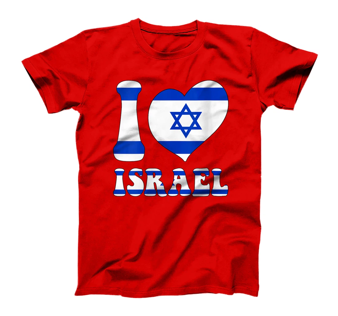 Womens I Love Israel Proud To Be Israeli Israel Flag Heart Graphic T-Shirt