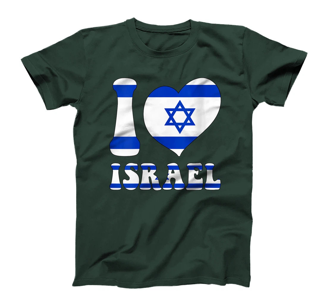 Womens I Love Israel Proud To Be Israeli Israel Flag Heart Graphic T-Shirt