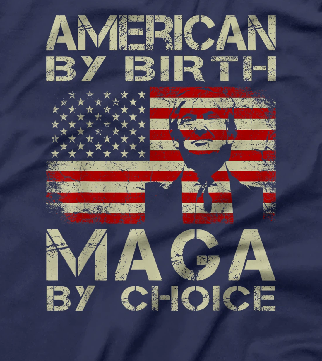 American By Birth MAGA By Choice Pro Trump 2024 US Flag T-Shirt