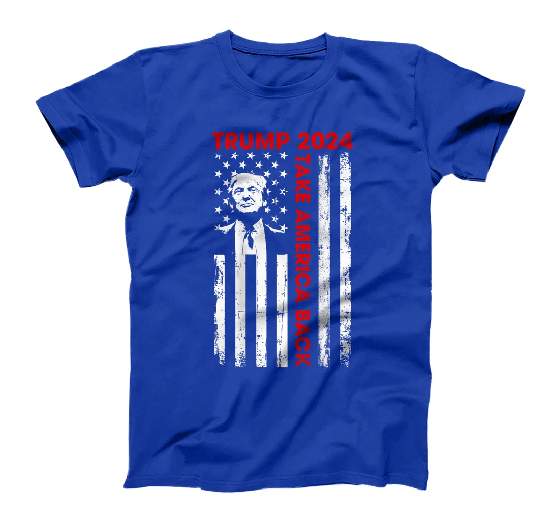 Donald Trump 2024 Take America Back American Flag (ON BACK) T-Shirt