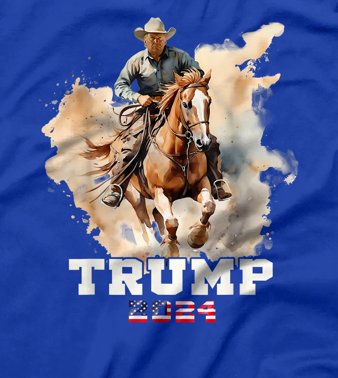 Trump Riding Horse American Flag Cowboy T-Shirt