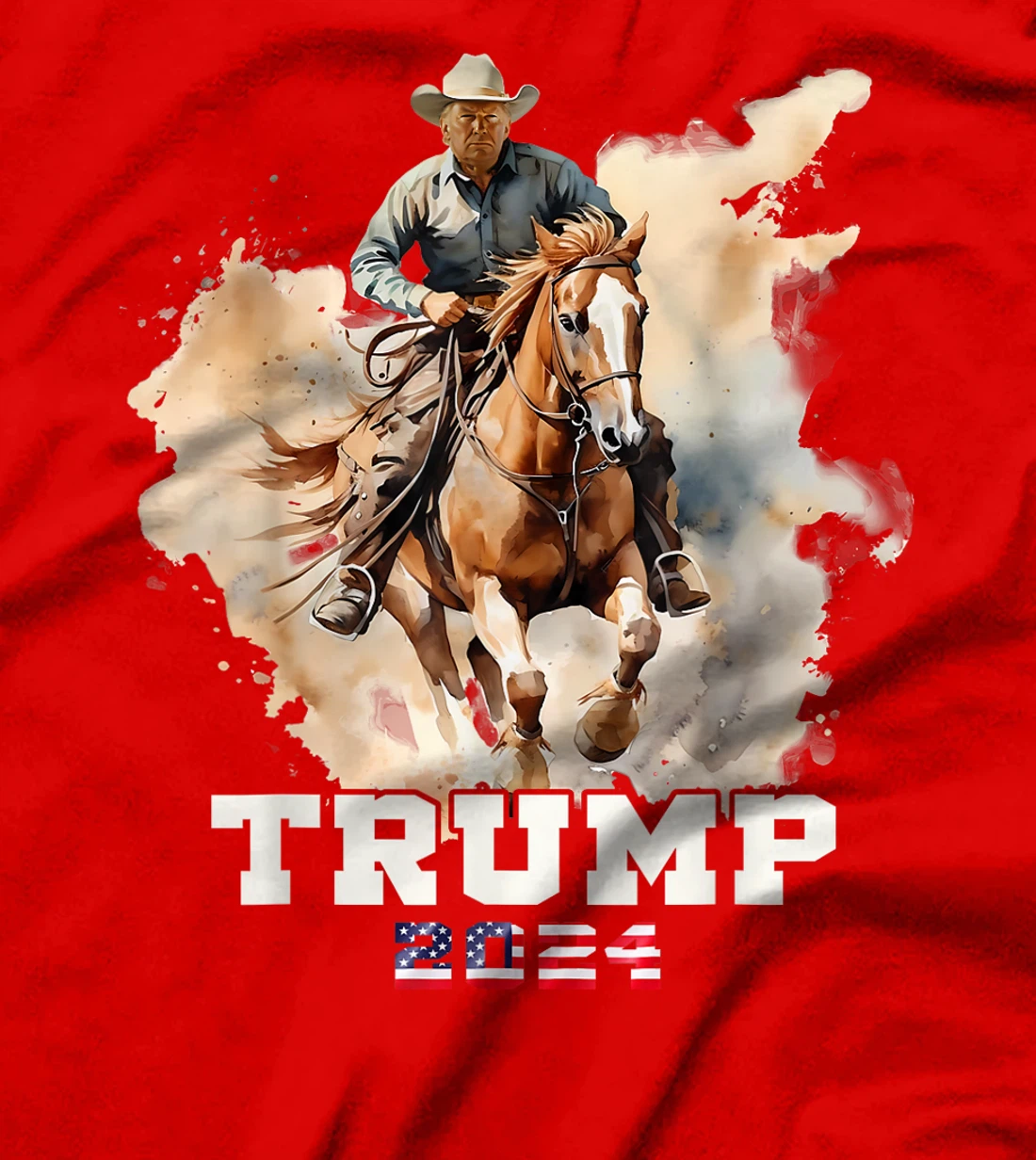 Trump Riding Horse American Flag Cowboy T-Shirt