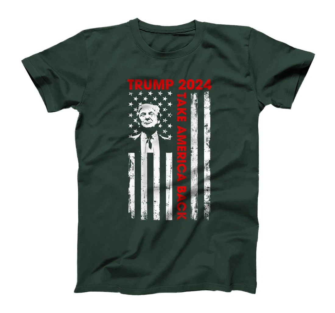 Donald Trump 2024 Take America Back American Flag (ON BACK) T-Shirt