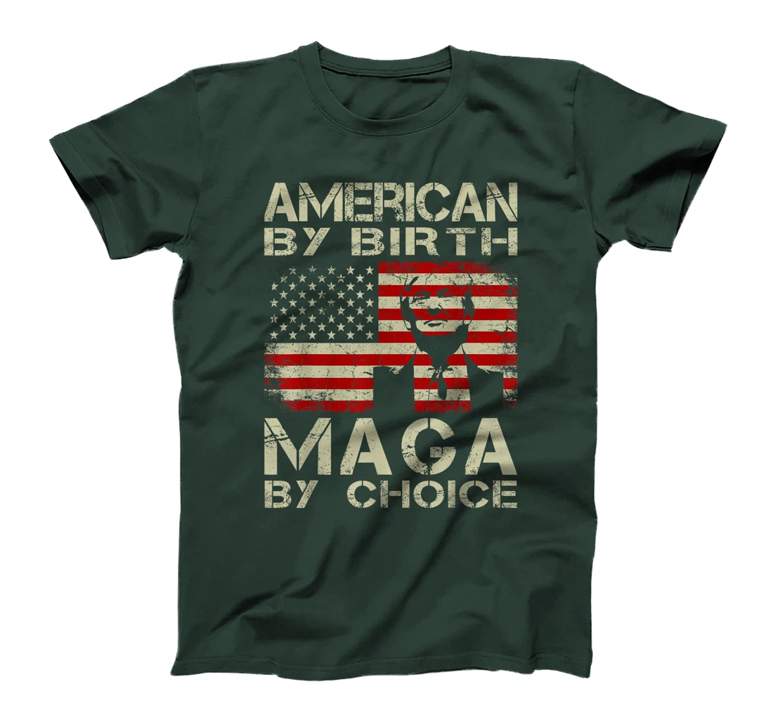 American By Birth MAGA By Choice Pro Trump 2024 US Flag T-Shirt