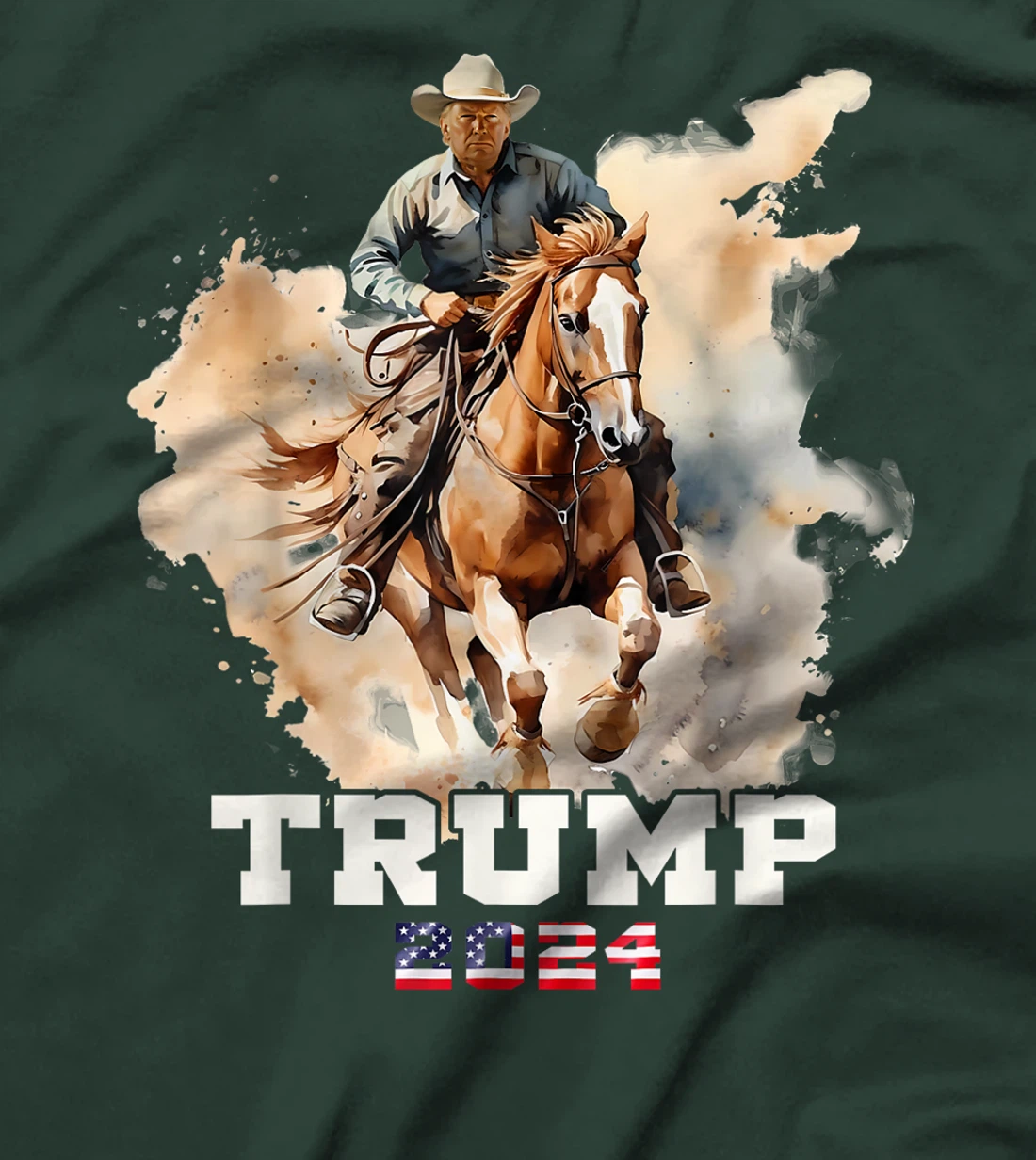 Trump Riding Horse American Flag Cowboy T-Shirt