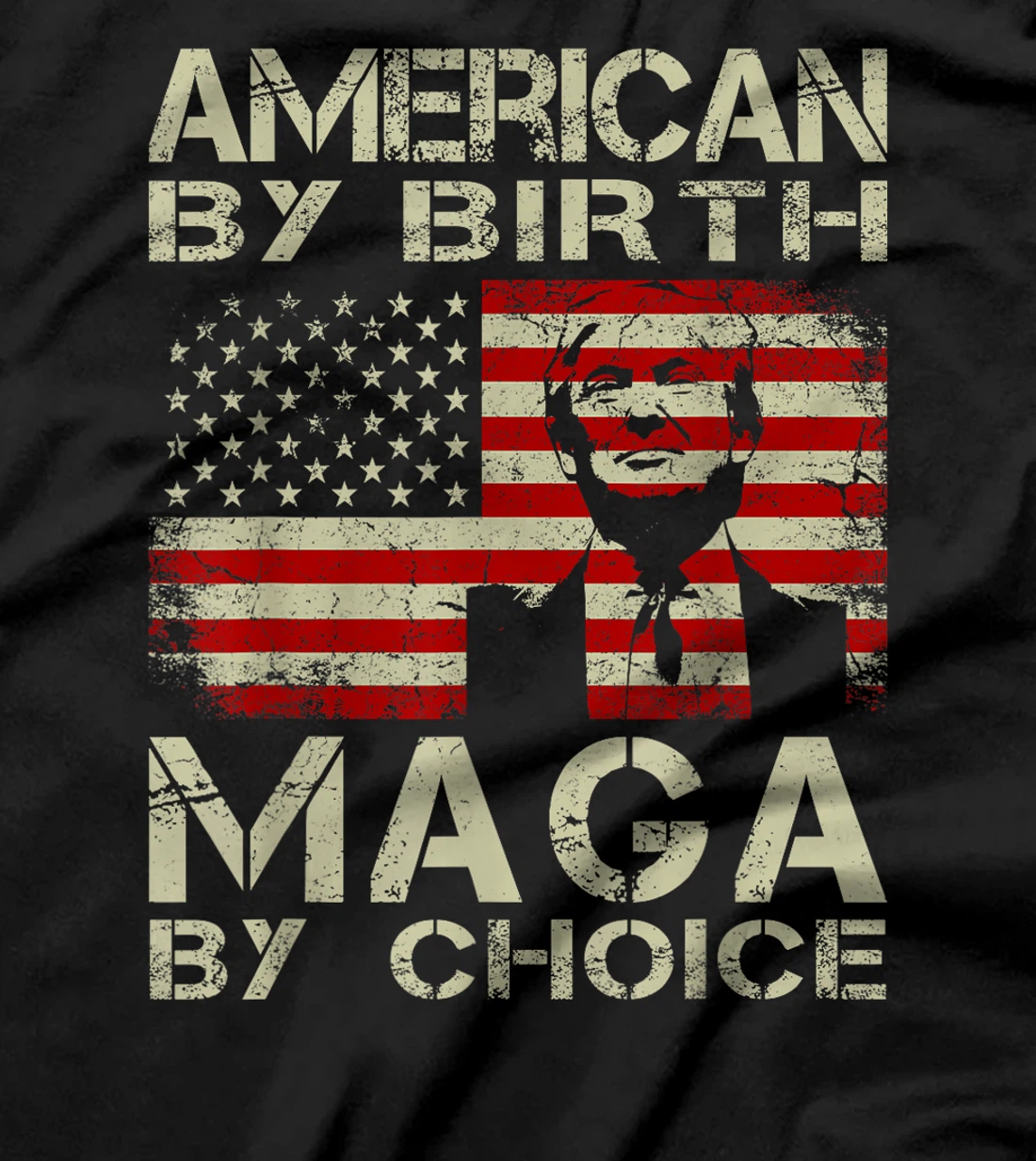 American By Birth MAGA By Choice Pro Trump 2024 US Flag T-Shirt