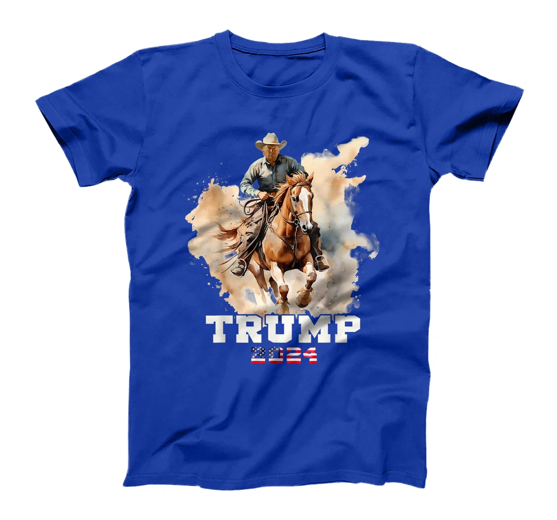 Trump Riding Horse American Flag Cowboy T-Shirt
