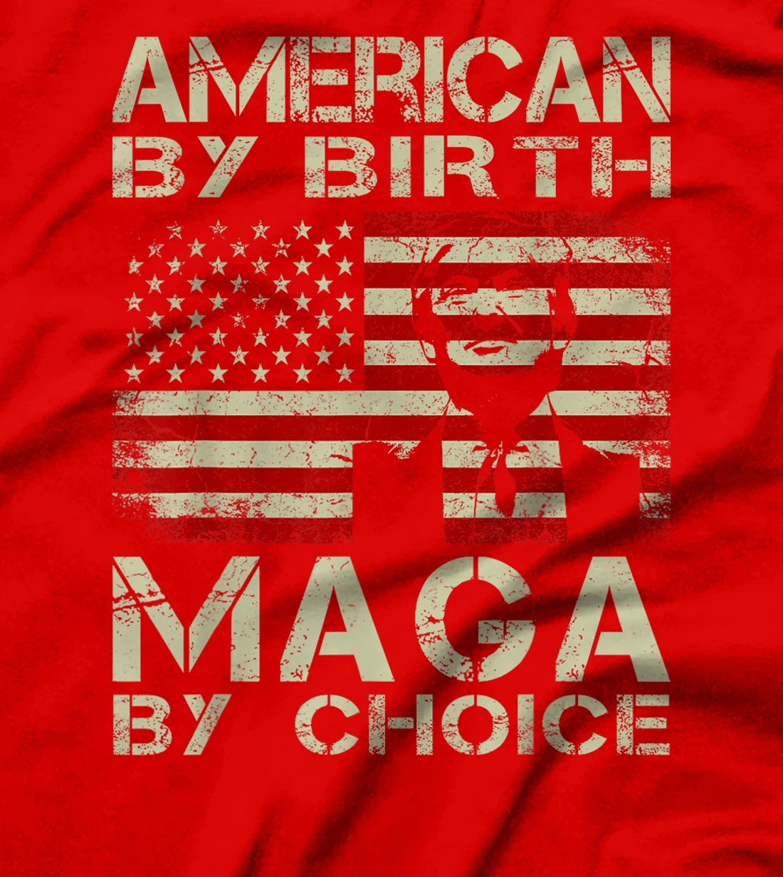 American By Birth MAGA By Choice Pro Trump 2024 US Flag T-Shirt