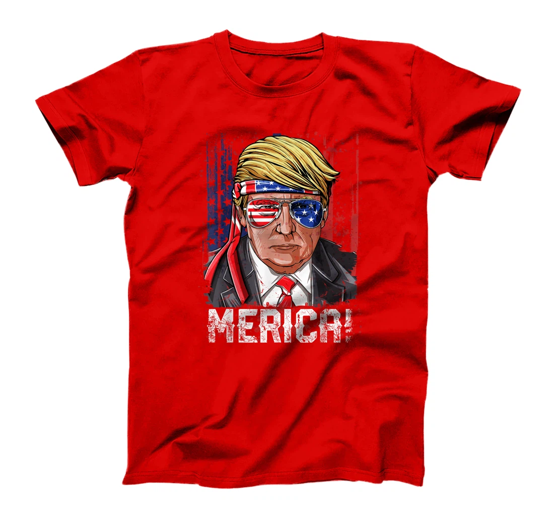 Trump 4th of July Merica Men Women USA American Flag Vintage T-Shirt