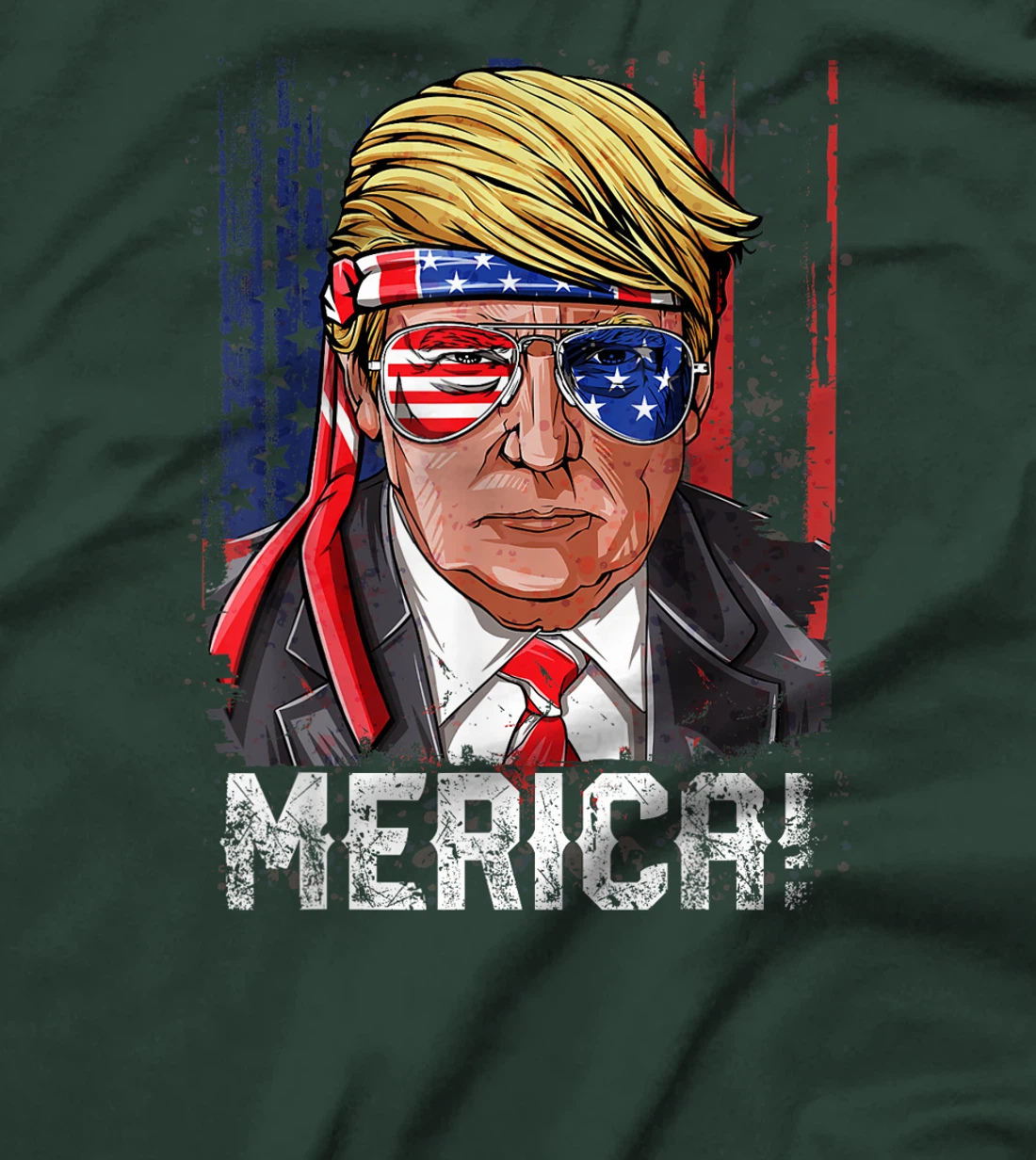Trump 4th of July Merica Men Women USA American Flag Vintage T-Shirt