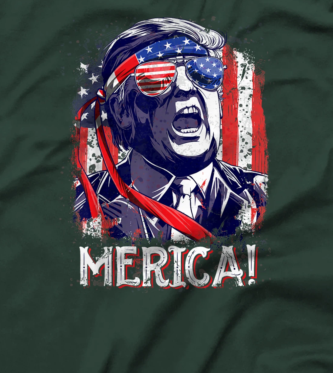 Trump 4th of July Merica Men Women USA American Flag Vintage T-Shirt