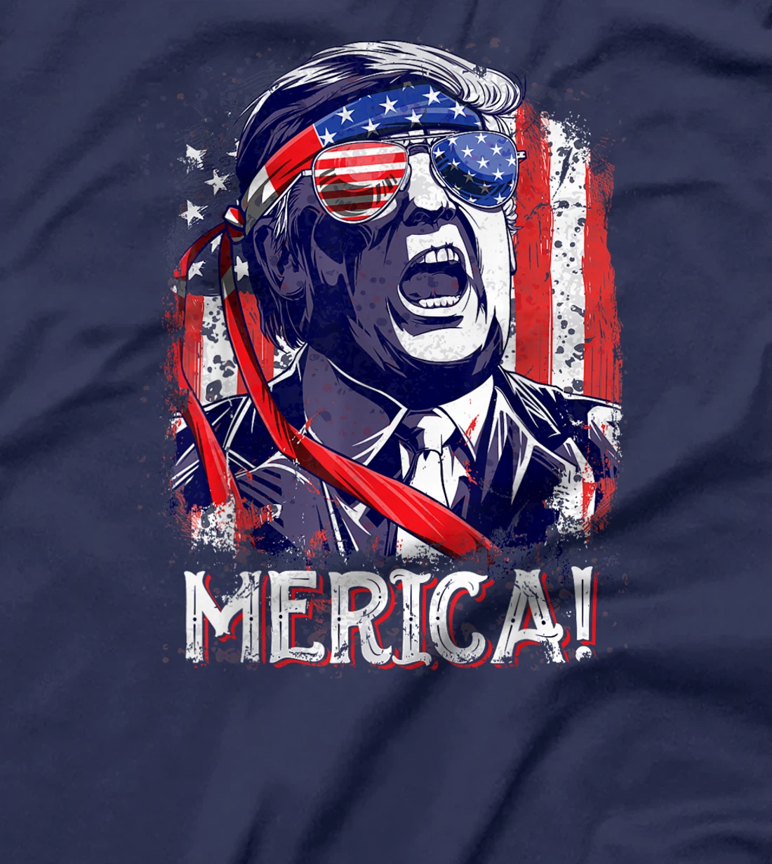 Trump 4th of July Merica Men Women USA American Flag Vintage T-Shirt