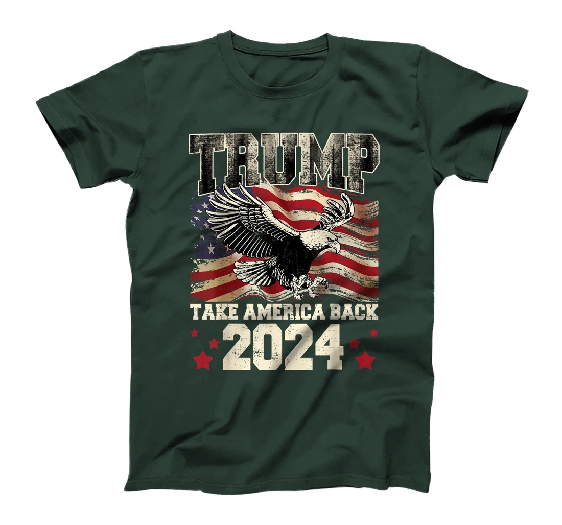 Womens Donald Trump 2024 Take America Back American Flag Patriotic T-Shirt