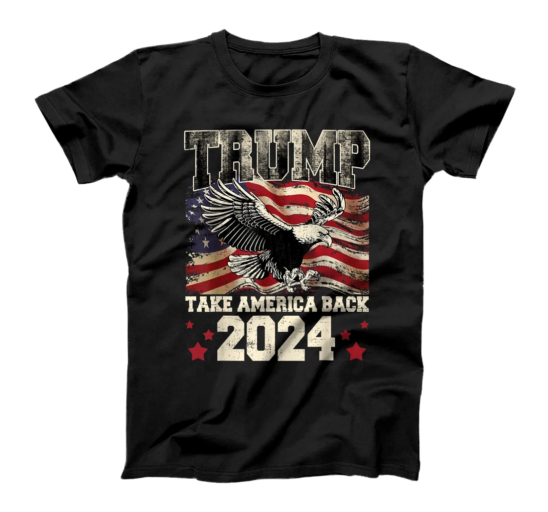 Womens Donald Trump 2024 Take America Back American Flag Patriotic T-Shirt