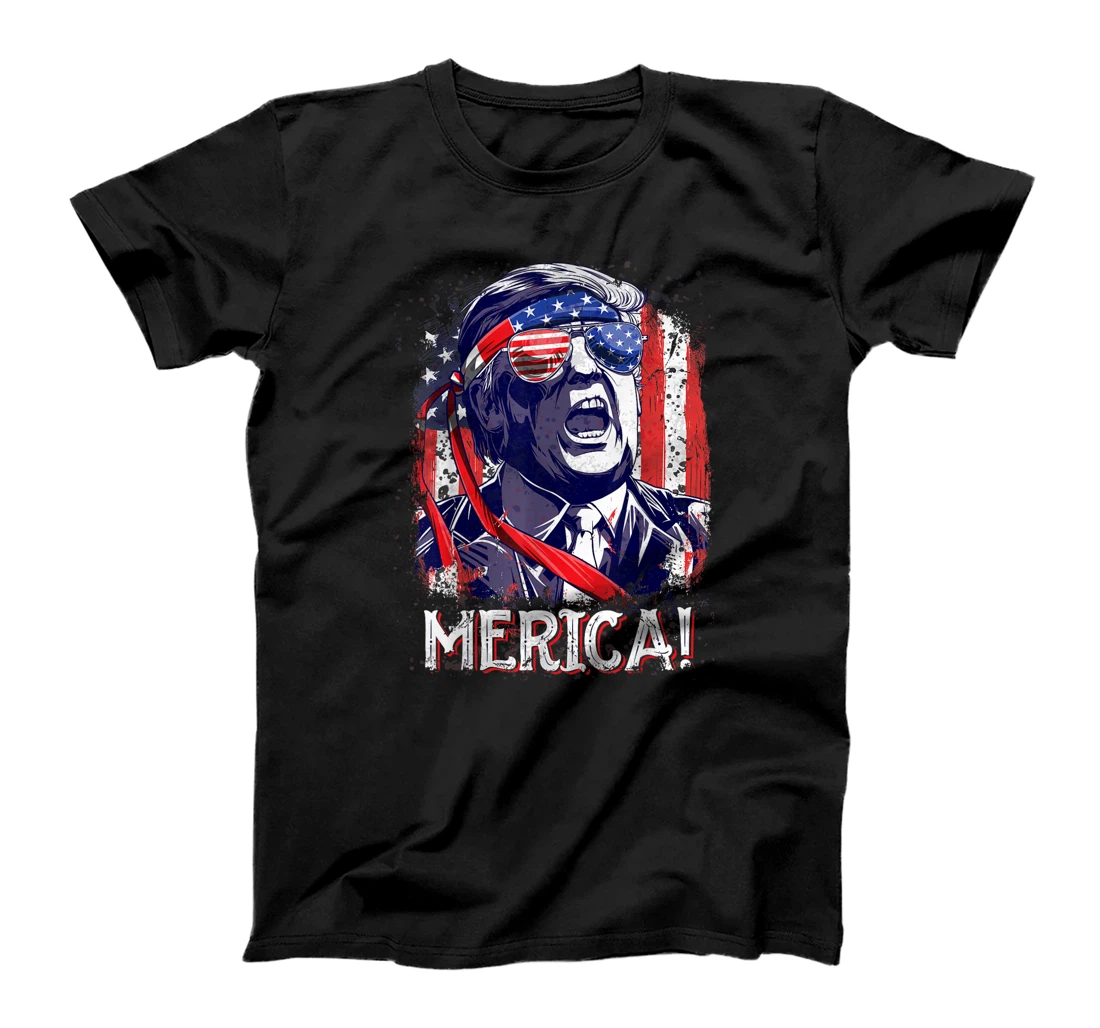 Trump 4th of July Merica Men Women USA American Flag Vintage T-Shirt