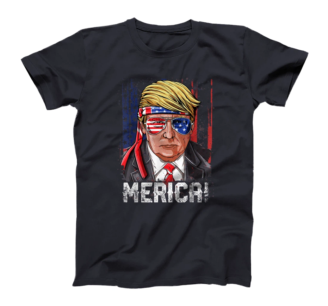 Trump 4th of July Merica Men Women USA American Flag Vintage T-Shirt