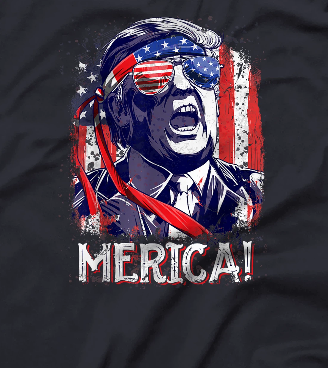 Trump 4th of July Merica Men Women USA American Flag Vintage T-Shirt