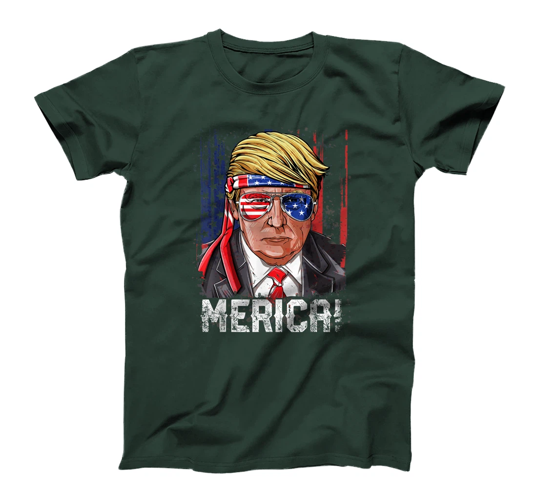 Trump 4th of July Merica Men Women USA American Flag Vintage T-Shirt