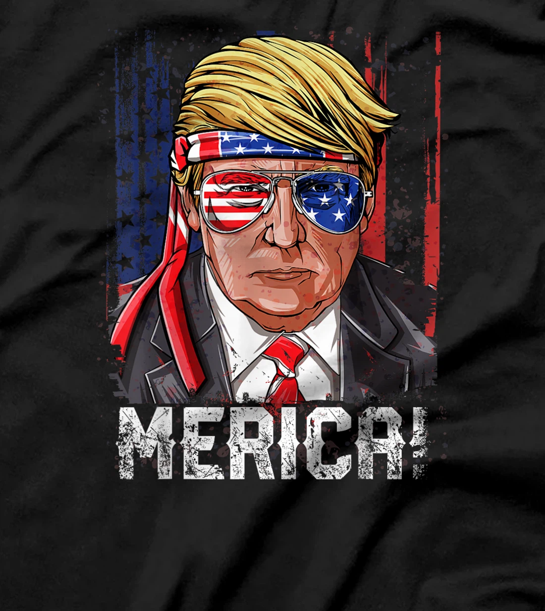 Trump 4th of July Merica Men Women USA American Flag Vintage T-Shirt
