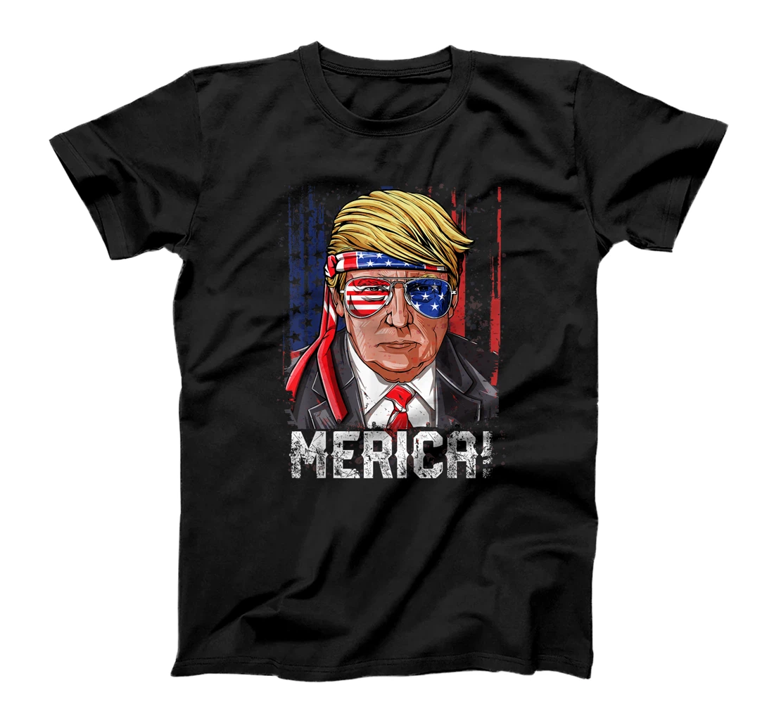 Trump 4th of July Merica Men Women USA American Flag Vintage T-Shirt