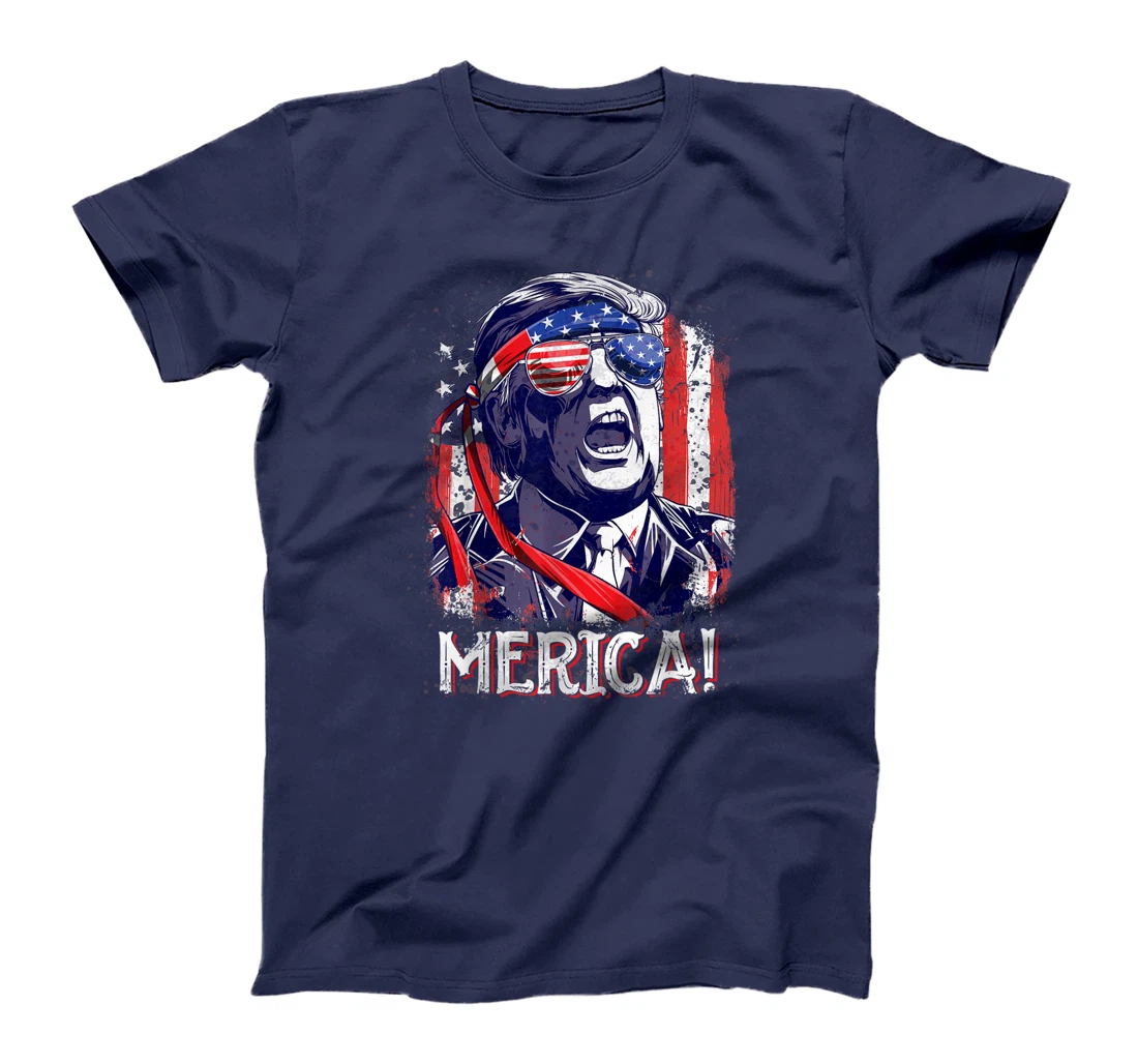 Trump 4th of July Merica Men Women USA American Flag Vintage T-Shirt
