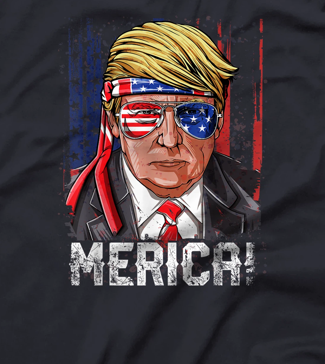 Trump 4th of July Merica Men Women USA American Flag Vintage T-Shirt