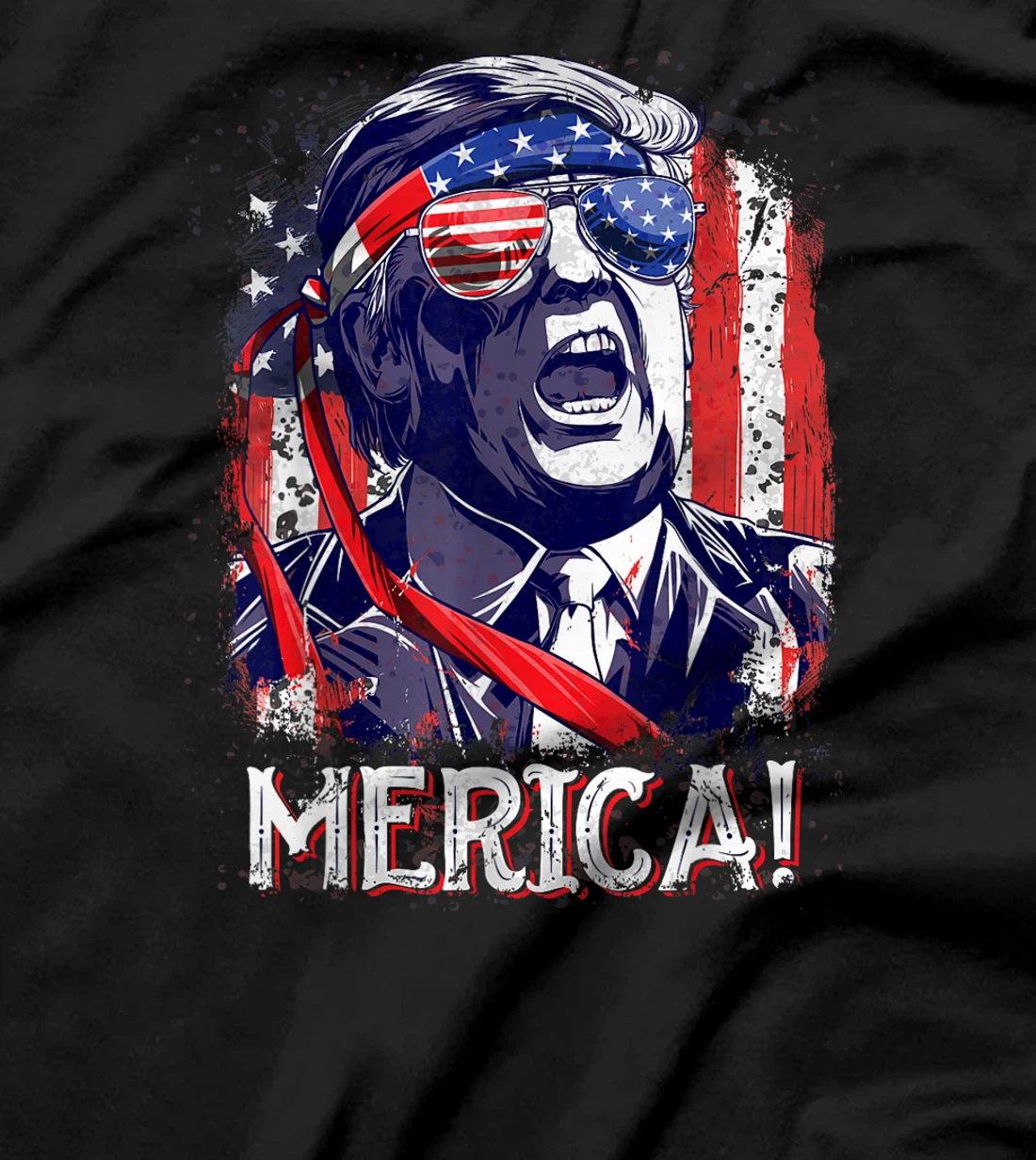 Trump 4th of July Merica Men Women USA American Flag Vintage T-Shirt