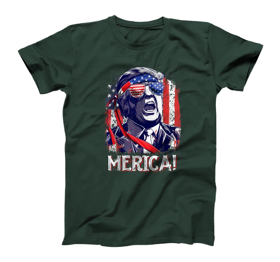 Trump 4th of July Merica Men Women USA American Flag Vintage T-Shirt