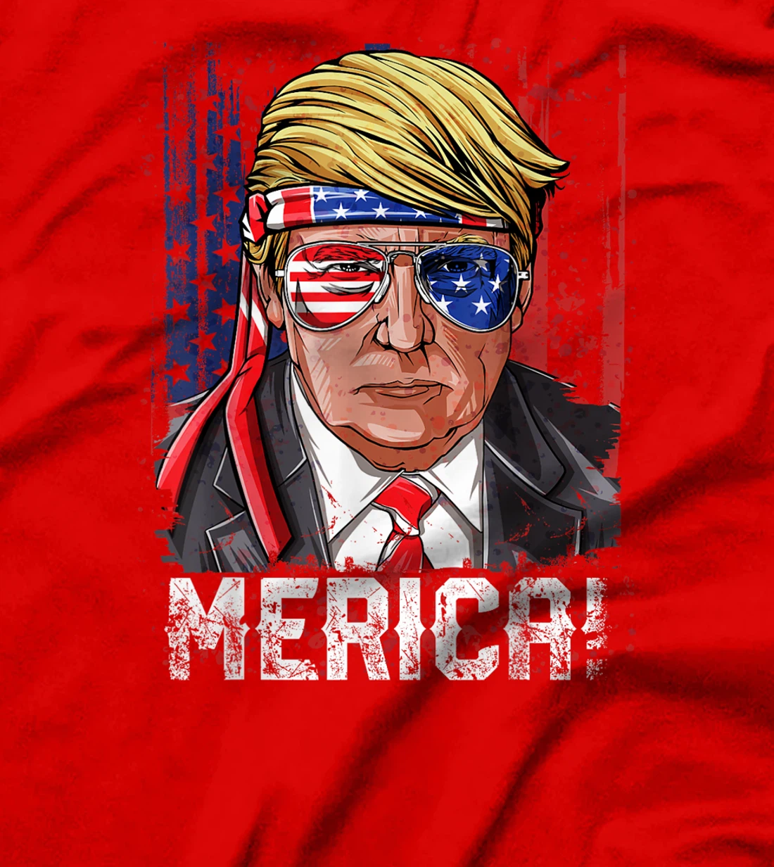 Trump 4th of July Merica Men Women USA American Flag Vintage T-Shirt