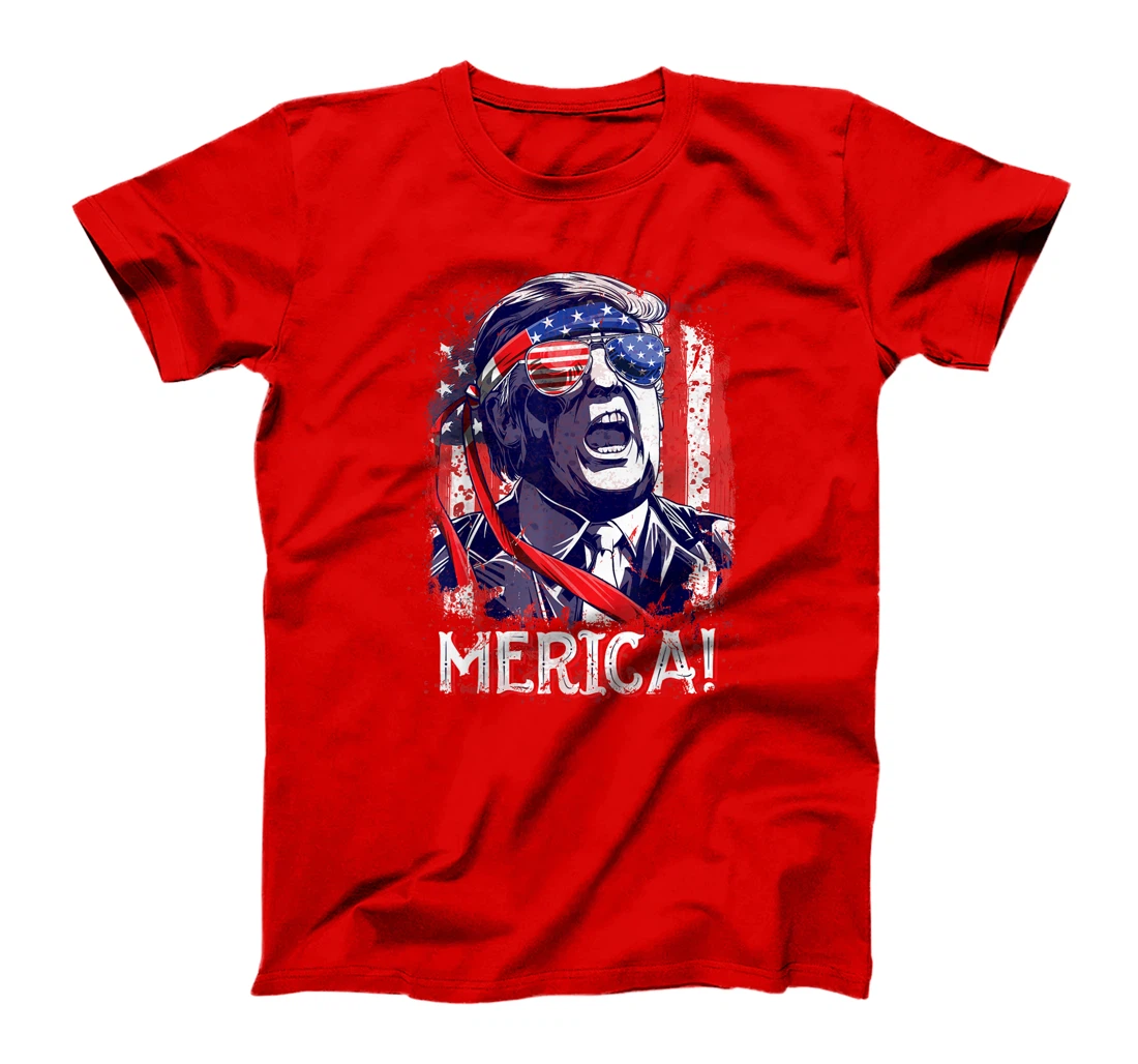 Trump 4th of July Merica Men Women USA American Flag Vintage T-Shirt