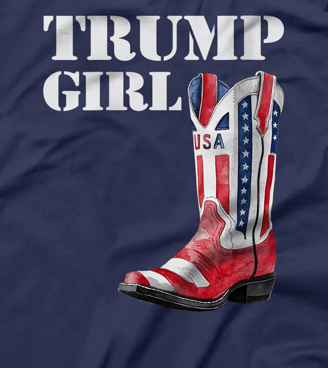 Womens Funny Trump Election, Trump Girl Heel Boot US Flag T-Shirt