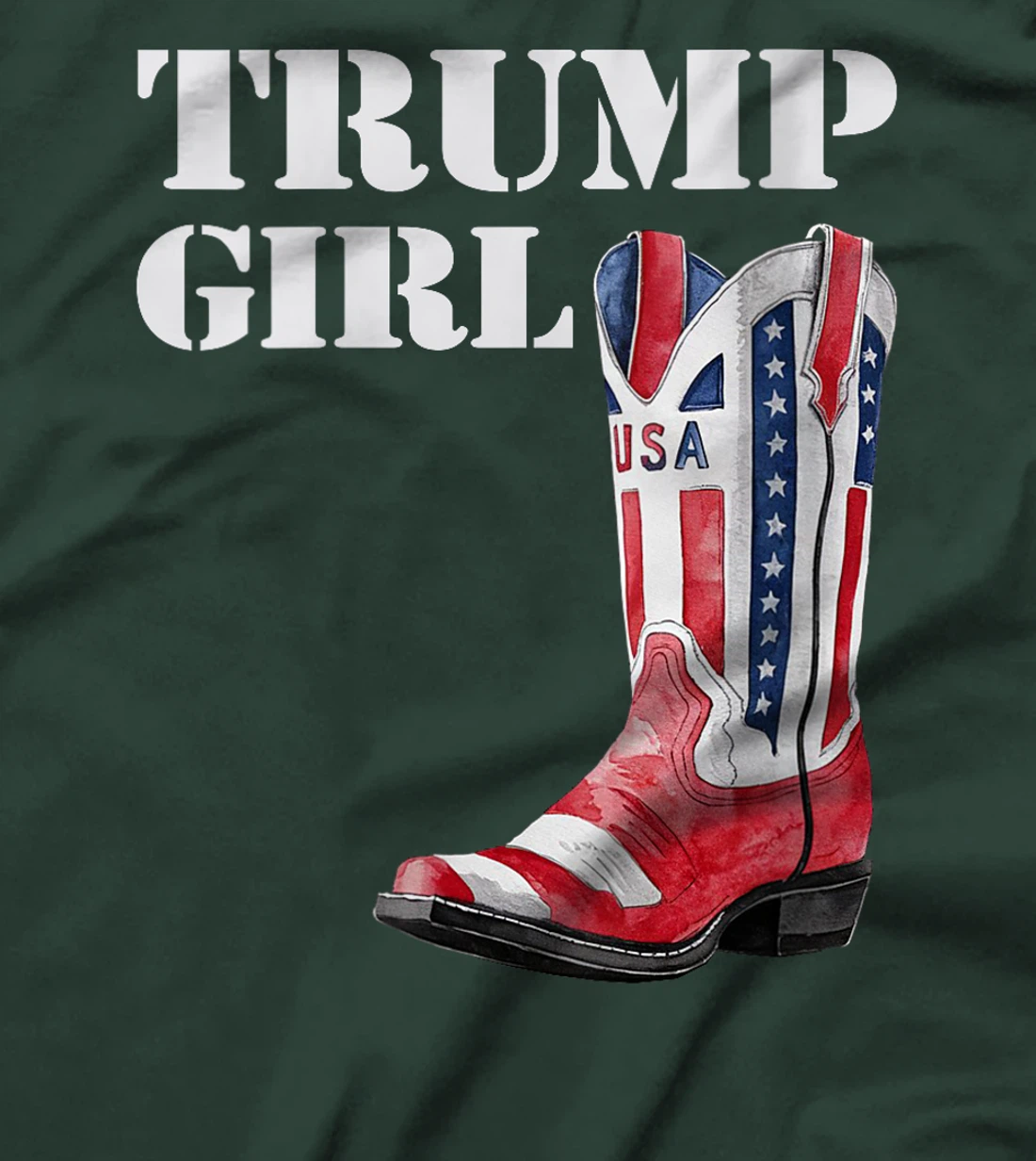 Womens Funny Trump Election, Trump Girl Heel Boot US Flag T-Shirt