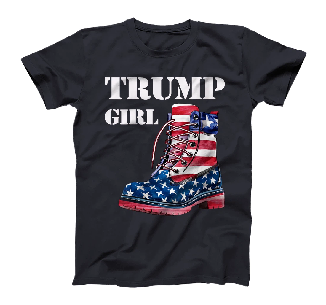 Womens Funny Trump Election, Trump Girl Heel Boot US Flag T-Shirt
