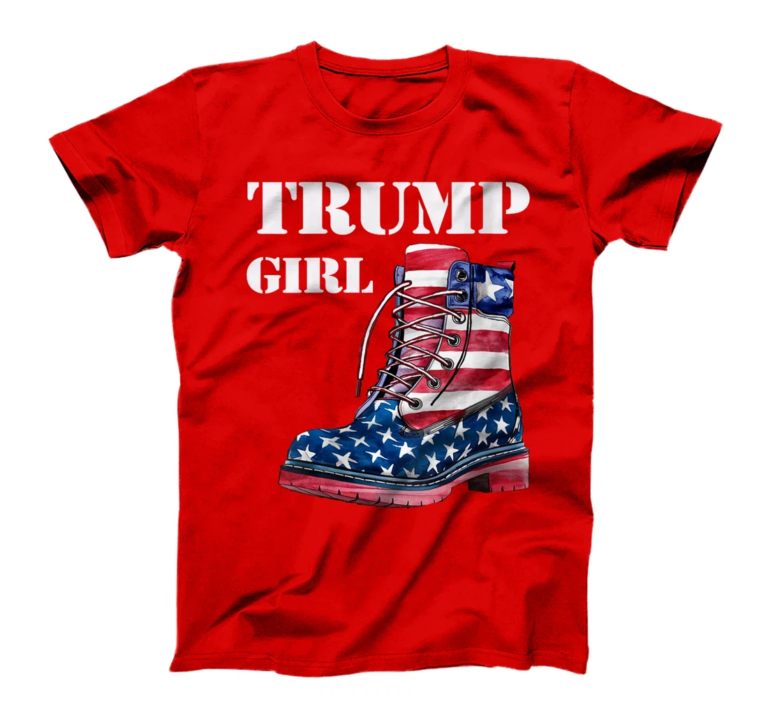 Womens Funny Trump Election, Trump Girl Heel Boot US Flag T-Shirt