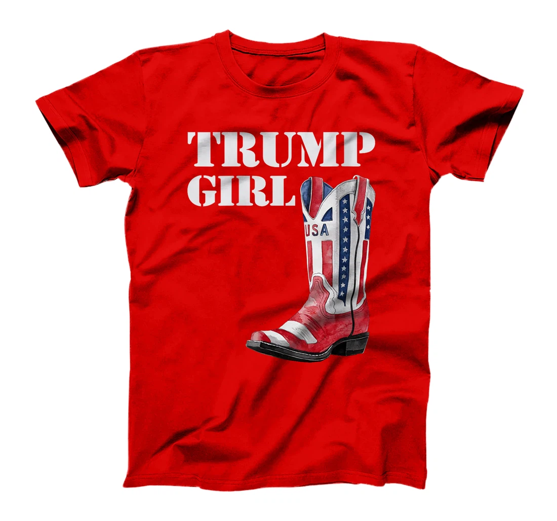 Womens Funny Trump Election, Trump Girl Heel Boot US Flag T-Shirt