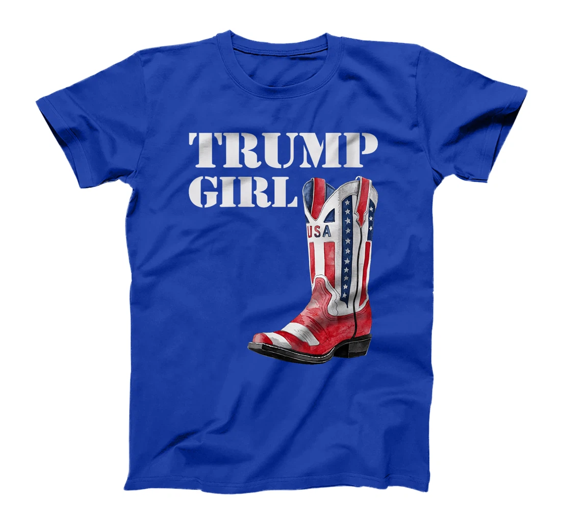 Womens Funny Trump Election, Trump Girl Heel Boot US Flag T-Shirt