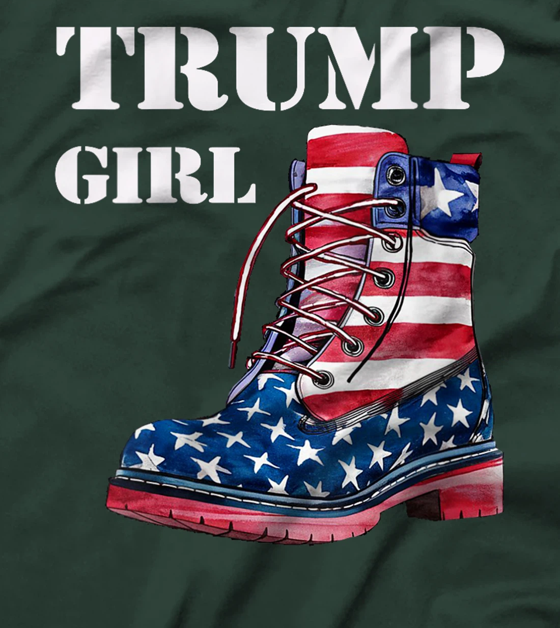 Womens Funny Trump Election, Trump Girl Heel Boot US Flag T-Shirt